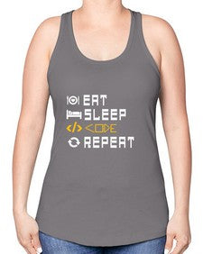 Eat sleep code repeat 49# - computer -Racerback Tank