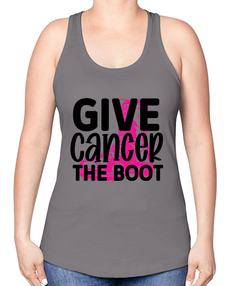 Give Cancer the Boot 25# - breast cancer -Racerback Tank
