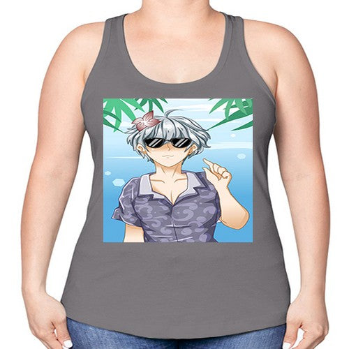 Handsome boy with sunglasses on the beach in summer holiday 44# - anime -Racerback Tank