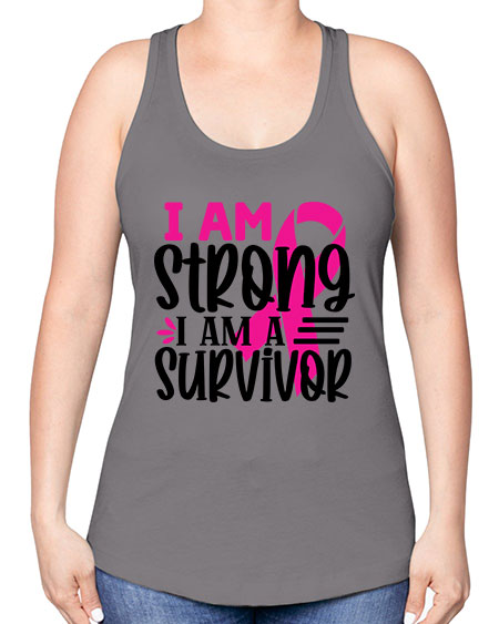 I Am Strong I Am a Survivor 19# - breast cancer -Racerback Tank