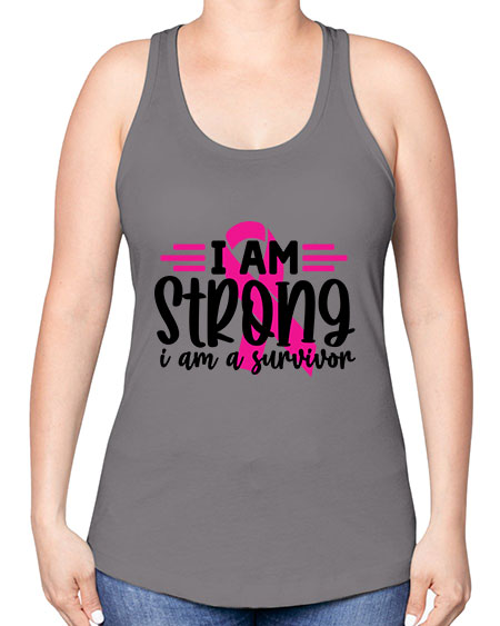 I Am Strong I Am a Survivor 20# - breast cancer -Racerback Tank