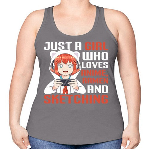Just a girl who loves anime ramen and sketching260# - anime -Racerback Tank