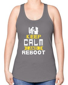 Keep Calm and reboot 27# - computer -Racerback Tank