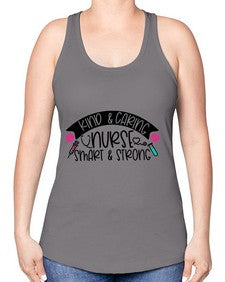 Kind Caring Nurse Smart Strong Style Style 1032# - nurse -Racerback Tank