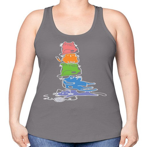 Pride Kawaii Cats Pile Cute Anime 277# - anime -Racerback Tank