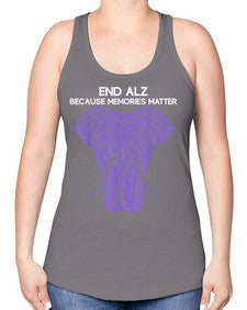 Purple Elephant Alzheimer Awareness 211# - alzheimers -Racerback Tank