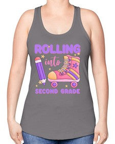 Rolling into second Grade 789# - second grade -Racerback Tank