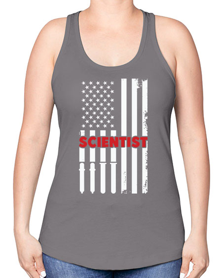 ScientistUSAFlagScientistSkinite Scientist Skinite 38# - general science -Racerback Tank