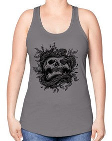Snake Skull 1095# - skull and bones -Racerback Tank