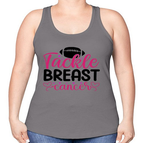 Tackle Breast Cancer 4# - breast cancer -Racerback Tank