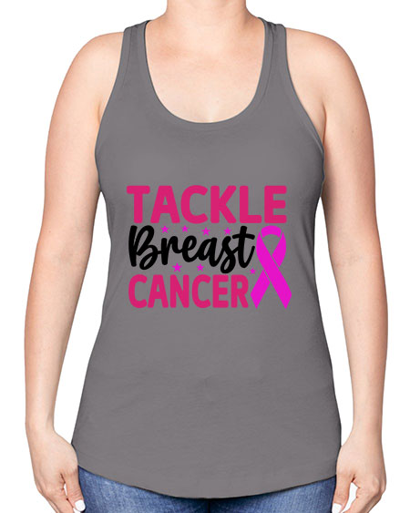 Tackle Breast Cancer 5# - breast cancer -Racerback Tank