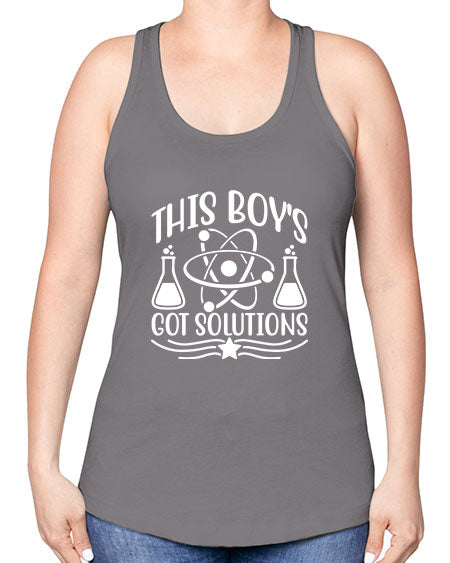 This Boy s Got Solutions 21# - general science -Racerback Tank