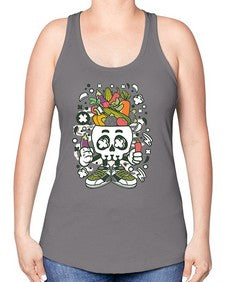 Vegetable Skull Head 1195# - skull and bones -Racerback Tank