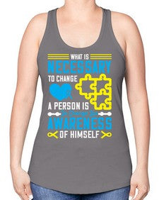 What is necessary to change a person is to change his awareness of himself Style 8# - Self awareness -Racerback Tank