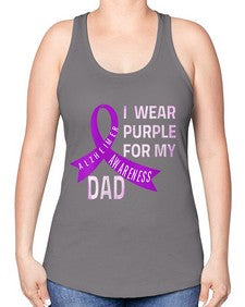 Womens I Wear Purple for My Dad Alzheimers Disease Awareness VNeck 221# - alzheimers -Racerback Tank