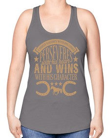 a horse gallop with his lungs perseveres with his heart - horse -Racerback Tank