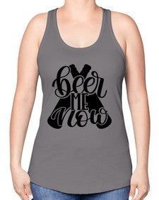 beer me now 657# - beer -Racerback Tank