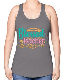 blessed teacherr 633# - teacher -Racerback Tank