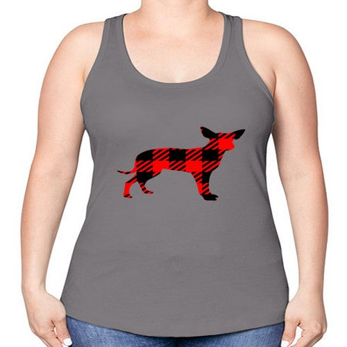 buffalo plaid pointed ear dog 64# - dogs -Racerback Tank