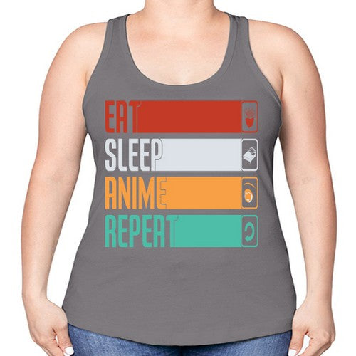 eat sleep anime repeat225# - anime -Racerback Tank