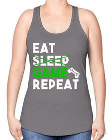 eat sleep game repeat 78# - video games -Racerback Tank