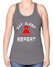 eat sleep hack repeat 48# - computer -Racerback Tank