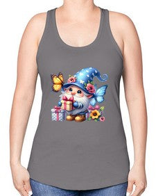 gnome with butterfly 03# - gnome -Racerback Tank