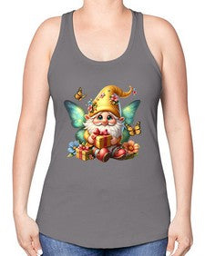 gnome with butterfly 07# - gnome -Racerback Tank