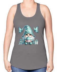 gnome with butterfly 10# - gnome -Racerback Tank