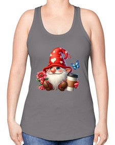 gnome with butterfly 12# - gnome -Racerback Tank