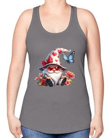 gnome with butterfly 13# - gnome -Racerback Tank