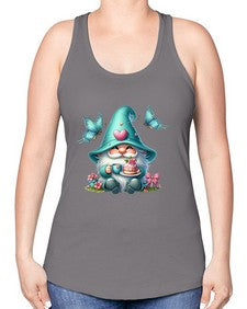 gnome with butterfly 14# - gnome -Racerback Tank