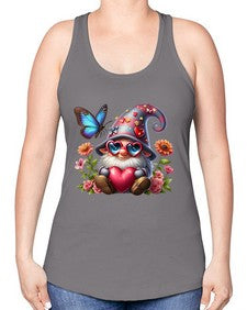 gnome with butterfly 17# - gnome -Racerback Tank