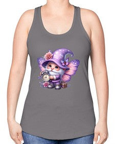 gnome with butterfly 18# - gnome -Racerback Tank