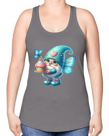 gnome with butterfly 20# - gnome -Racerback Tank