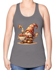 gnome with butterfly 21# - gnome -Racerback Tank