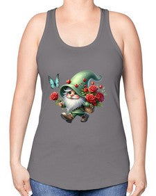 gnome with butterfly 24# - gnome -Racerback Tank