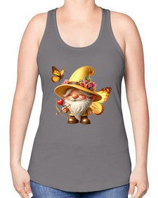 gnome with butterfly 27# - gnome -Racerback Tank