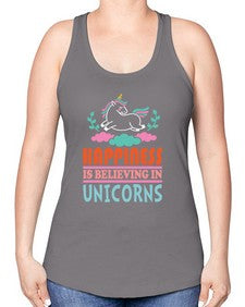 happiness is believing in unicorns 152# - unicorn -Racerback Tank