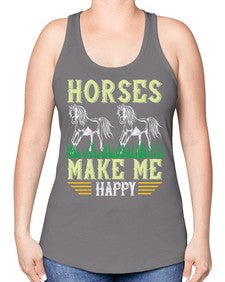 horses make me happy Style 40# - horse -Racerback Tank
