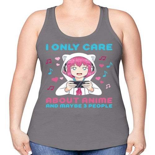 i only care about anime and maybe people234# - anime -Racerback Tank