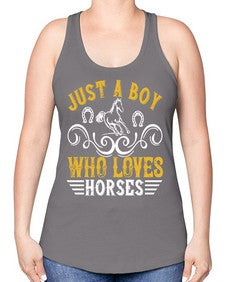 just a boy who loves horses Style 32# - horse -Racerback Tank