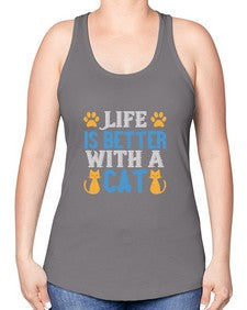 life is better with cat Style 64# - cats -Racerback Tank