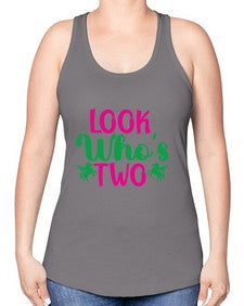 look whos two 268# - unicorn -Racerback Tank