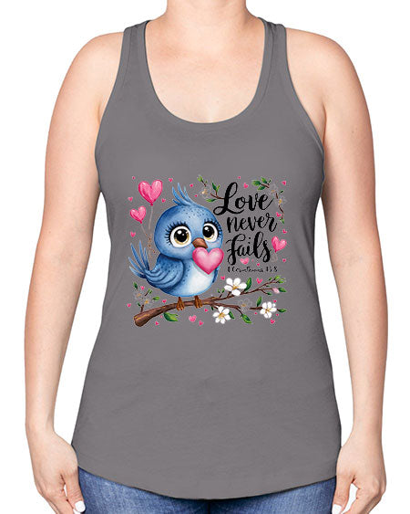 love never fails 63# - birds -Racerback Tank