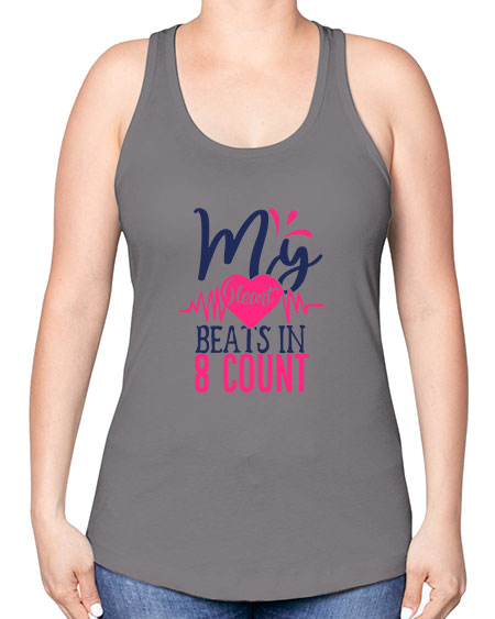my heart beats in count 1740# - cheer -Racerback Tank