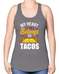 my heart belongs to tacos 1423# - tacos -Racerback Tank