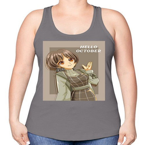 of beautiful girl in hello october 133# - anime -Racerback Tank