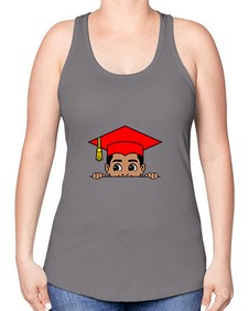 peekaboo afro puffs grad boy 20# - black boys or men -Racerback Tank