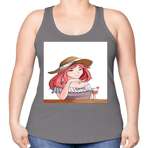 pretty woman with fresh juice in summer 37# - anime -Racerback Tank